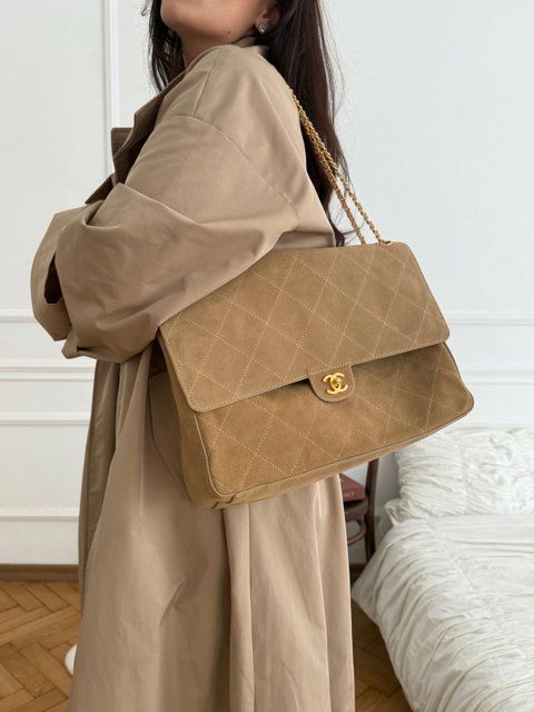 Chanel Maxi Flap Bag 38, бежева SUM.NAT-19.1 фото
